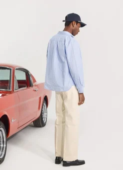 Percival Long Sleeve Shirts^Pit Crew Relaxed Shirt Blue Stripe