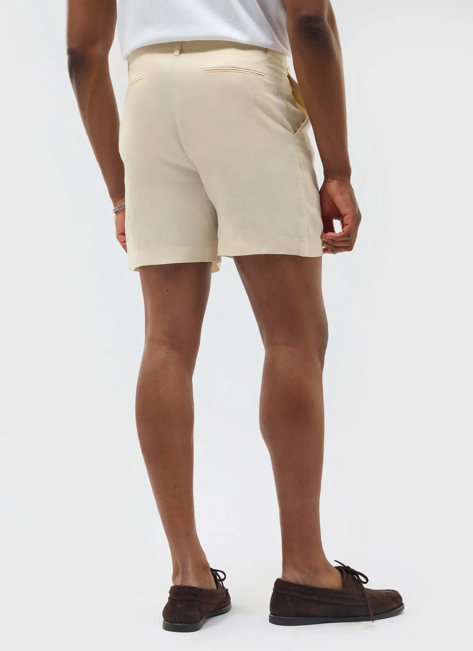 Percival Shorts|Suit Shorts^Pleated Linen Shorts Cream