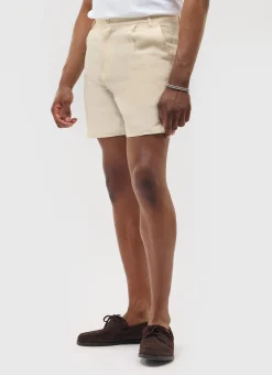 Percival Shorts|Suit Shorts^Pleated Linen Shorts Cream