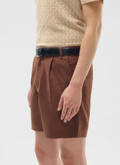 Percival Shorts|Suit Shorts^Pleated Linen Shorts Brown
