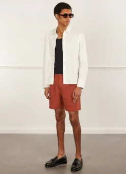 Percival Shorts|Suit Shorts^Pleated Linen Shorts Rust