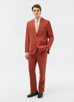 Percival Shorts|Suit Shorts^Pleated Linen Shorts Rust