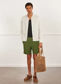 Percival Shorts|Suit Shorts^Pleated Linen Shorts Forest