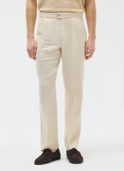 Percival Linen Trousers|Race Day Suits^Pleated Tailored Trousers Cream