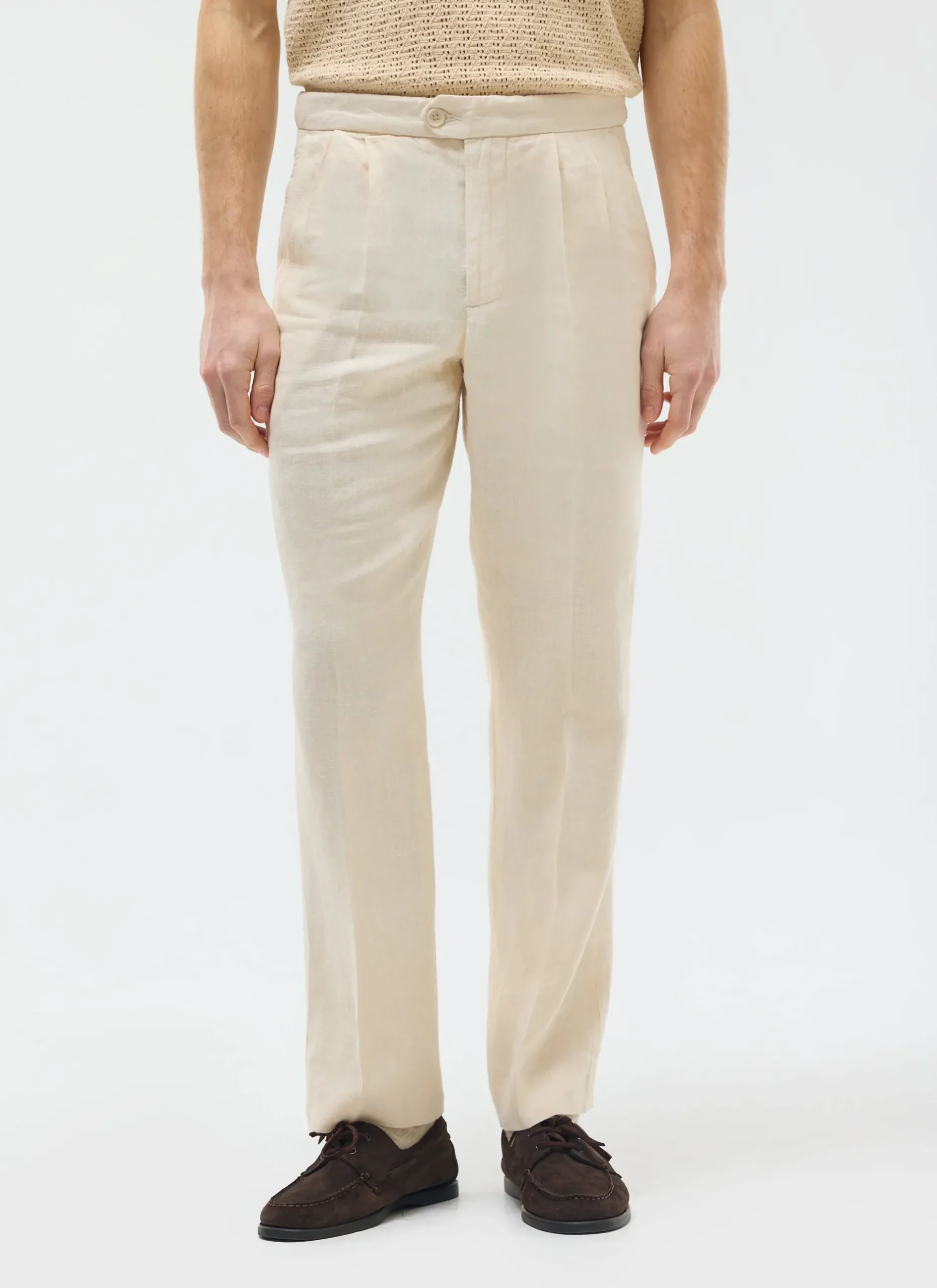 Percival Linen Trousers|Race Day Suits^Pleated Tailored Trousers Cream