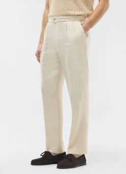 Percival Linen Trousers|Race Day Suits^Pleated Tailored Trousers Cream