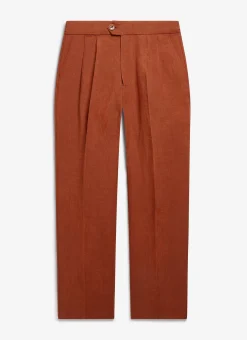 Percival Linen Trousers|Race Day Suits^Pleated Tailored Trousers Rust