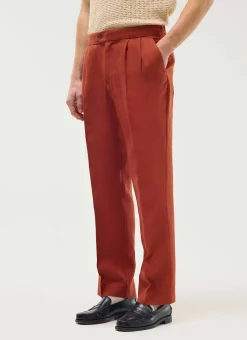 Percival Linen Trousers|Race Day Suits^Pleated Tailored Trousers Rust