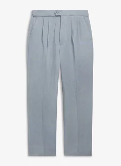 Percival Linen Trousers|Race Day Suits^Pleated Tailored Trousers Light Blue