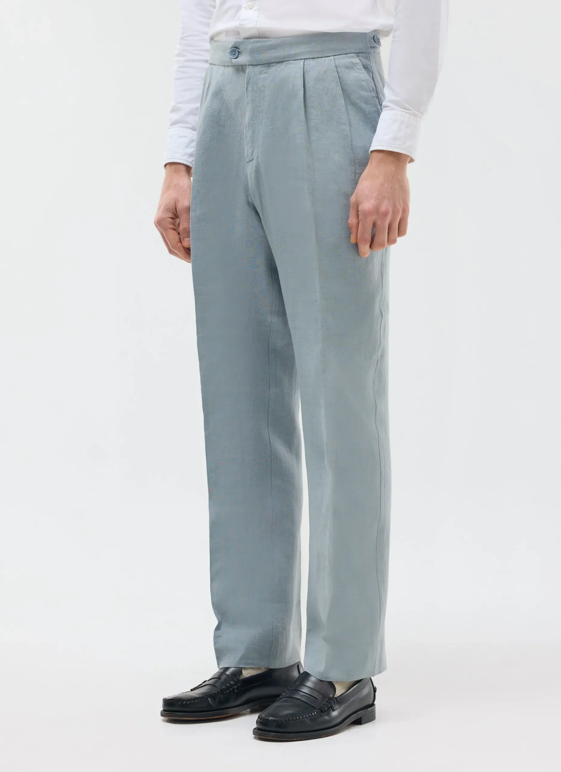 Percival Linen Trousers|Race Day Suits^Pleated Tailored Trousers Light Blue