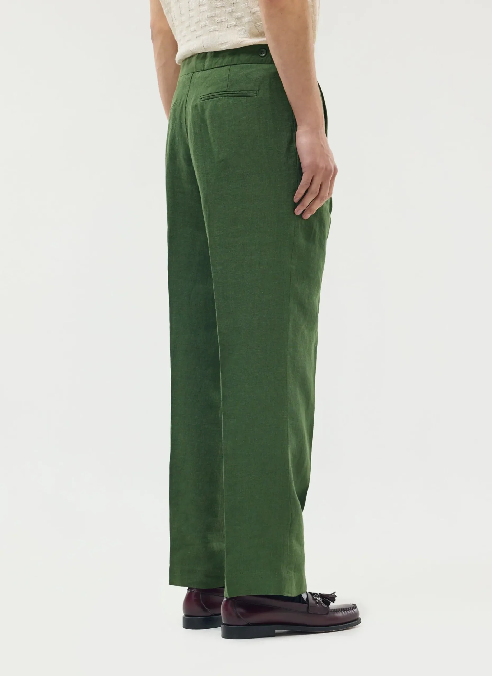 Percival Linen Trousers|Race Day Suits^Pleated Tailored Trousers Forest