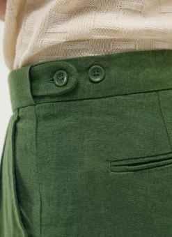 Percival Linen Trousers|Race Day Suits^Pleated Tailored Trousers Forest