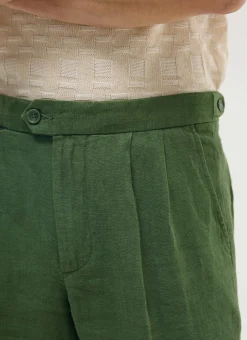 Percival Linen Trousers|Race Day Suits^Pleated Tailored Trousers Forest