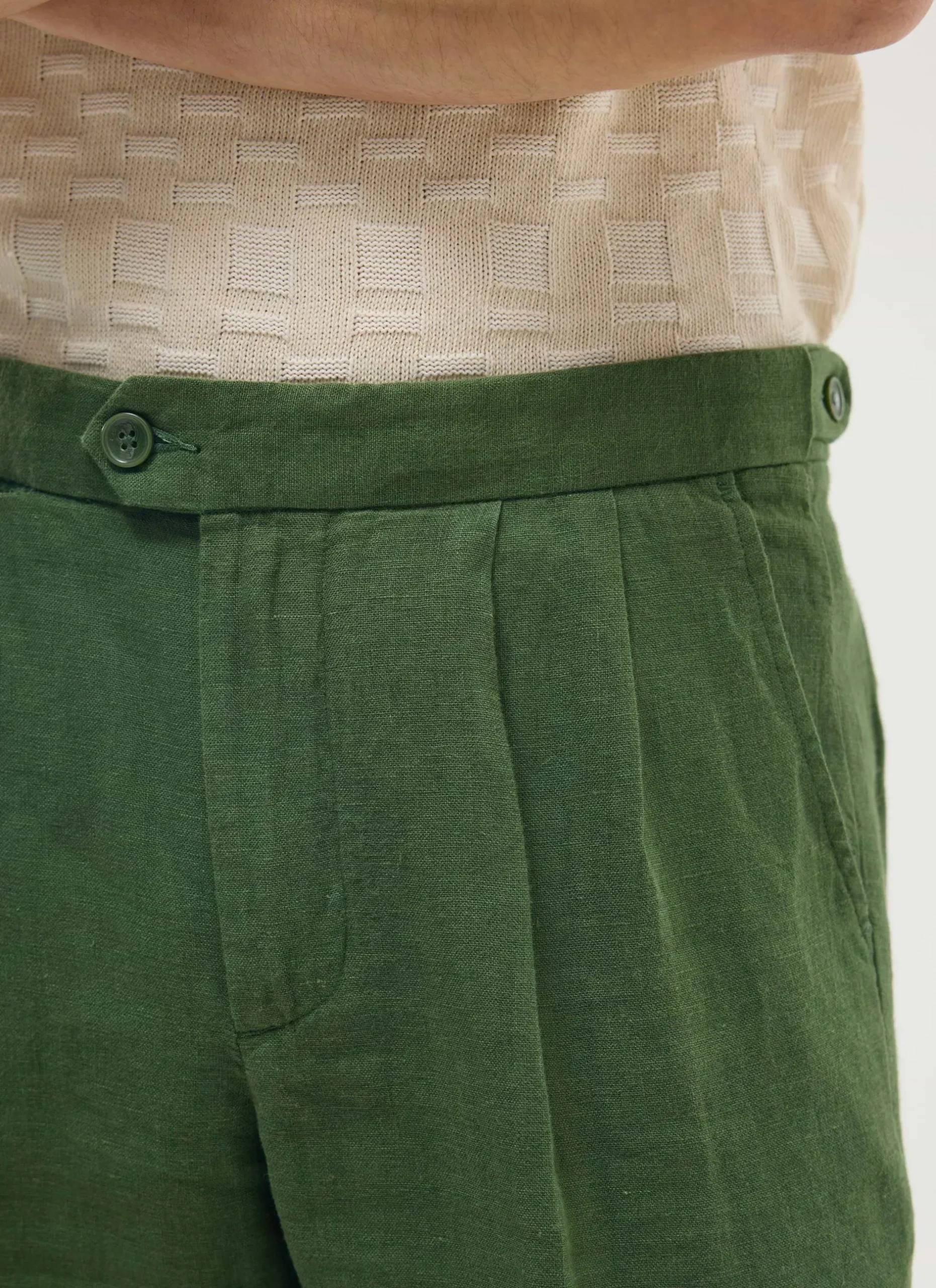 Percival Linen Trousers|Race Day Suits^Pleated Tailored Trousers Forest