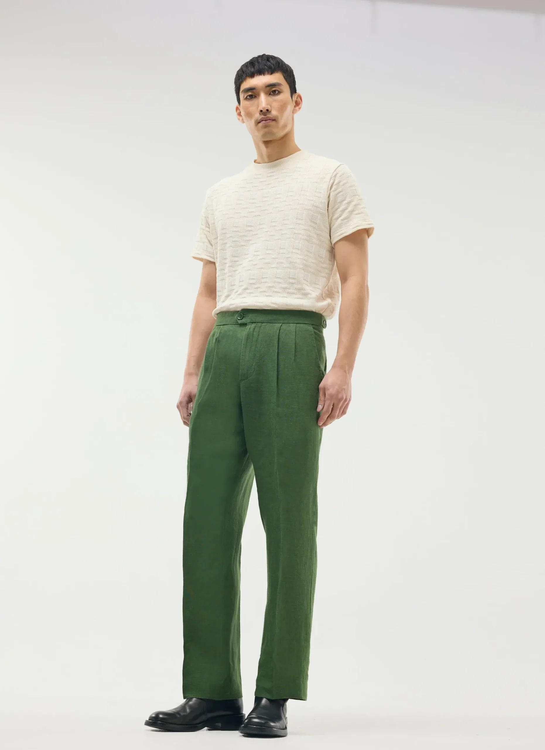Percival Linen Trousers|Race Day Suits^Pleated Tailored Trousers Forest