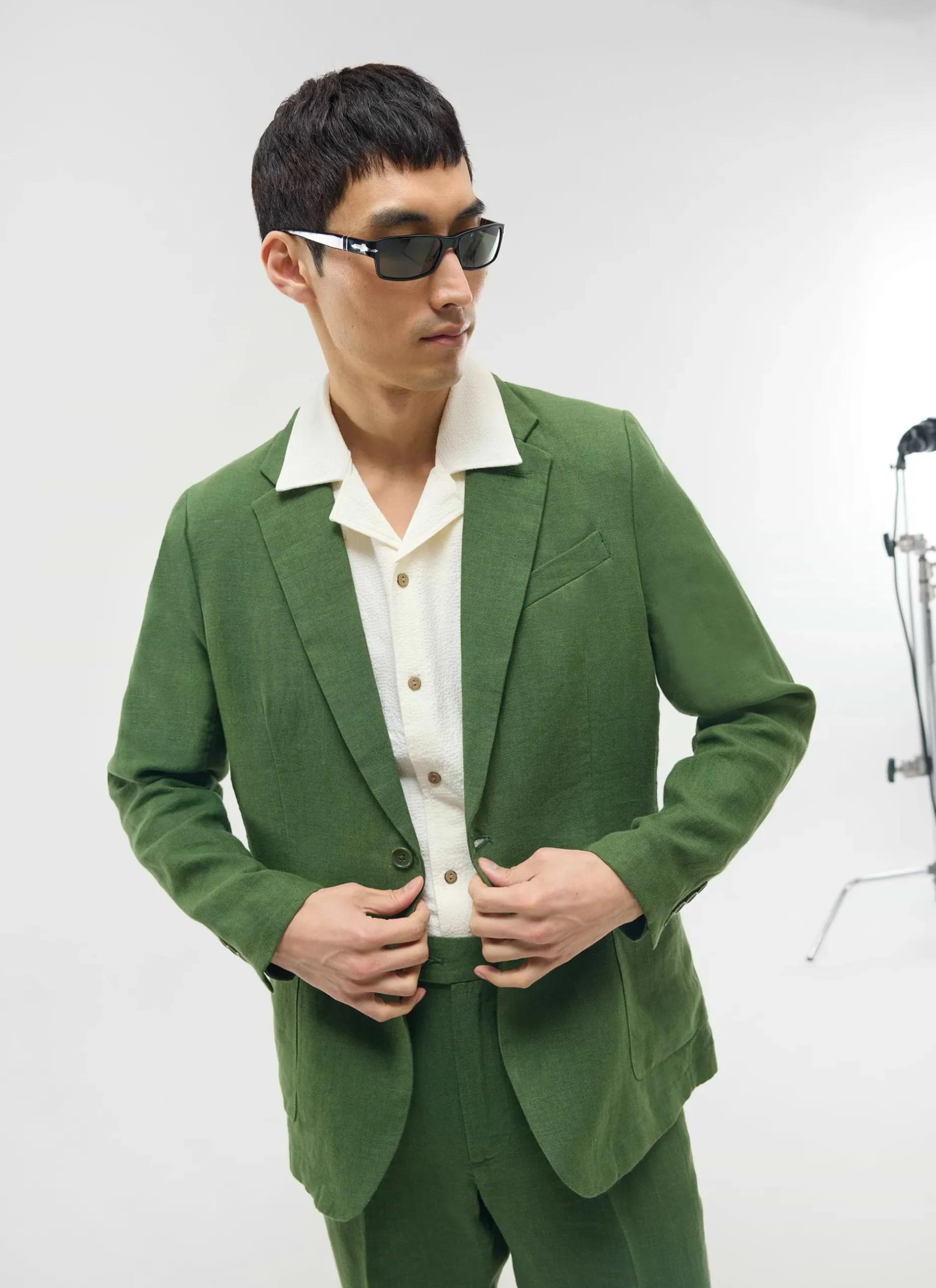 Percival Linen Trousers|Race Day Suits^Pleated Tailored Trousers Forest