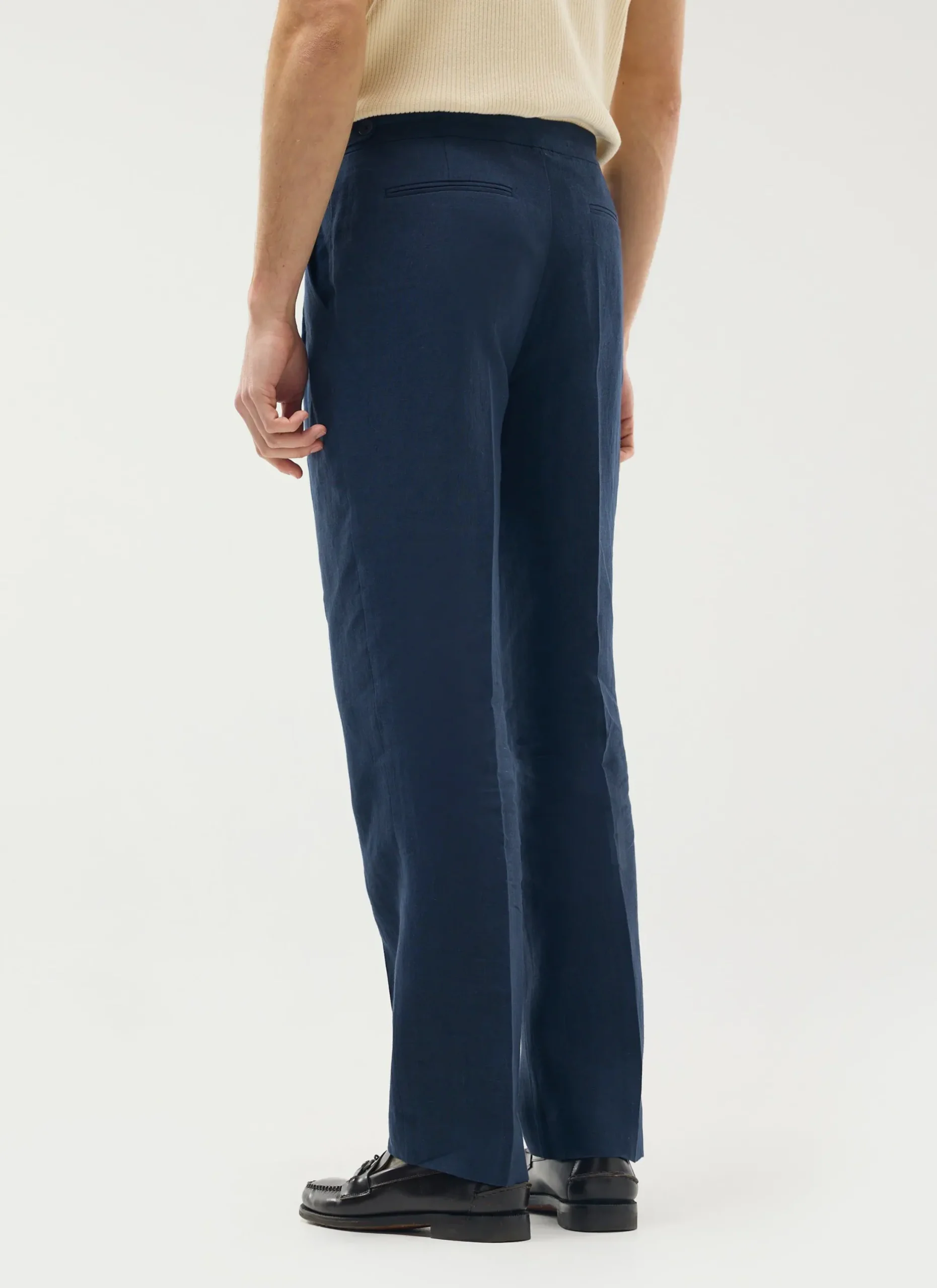 Percival Straight Leg Trousers|Work Suits^Pleated Tailored Trousers Navy