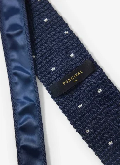 Percival Ties|Ties^Polka Dot Silk Tie Navy