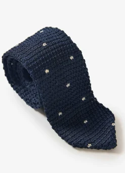 Percival Ties|Ties^Polka Dot Silk Tie Navy