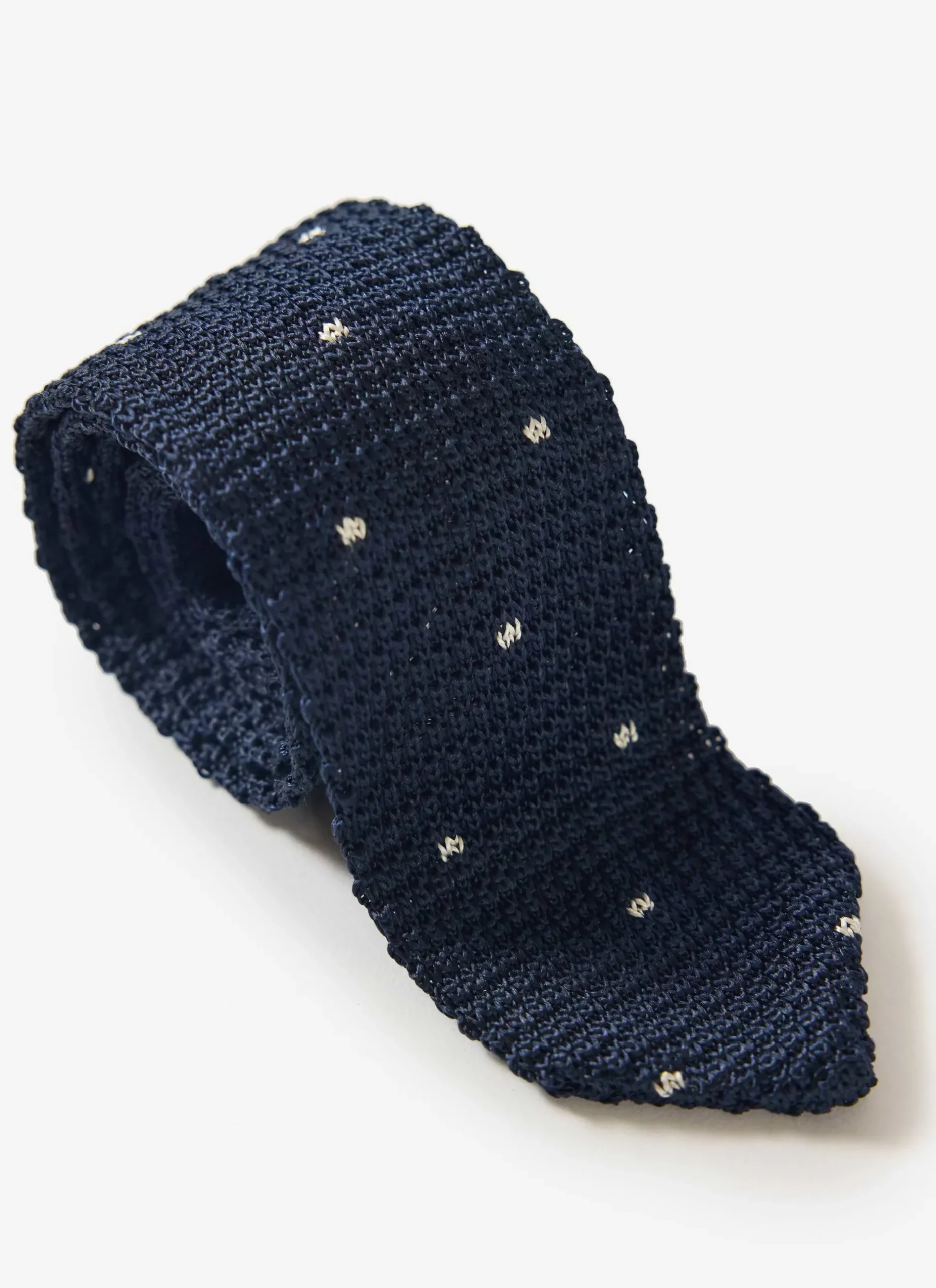 Percival Ties|Ties^Polka Dot Silk Tie Navy
