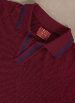Percival Short Sleeve Shirts|Polo Shirts^Raised Diamond Knitted Polo Oxblood