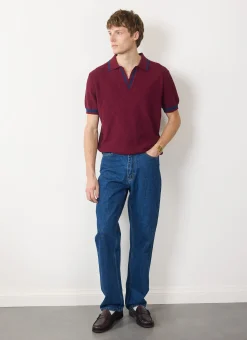 Percival Short Sleeve Shirts|Polo Shirts^Raised Diamond Knitted Polo Oxblood