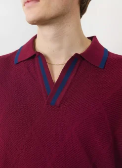Percival Short Sleeve Shirts|Polo Shirts^Raised Diamond Knitted Polo Oxblood