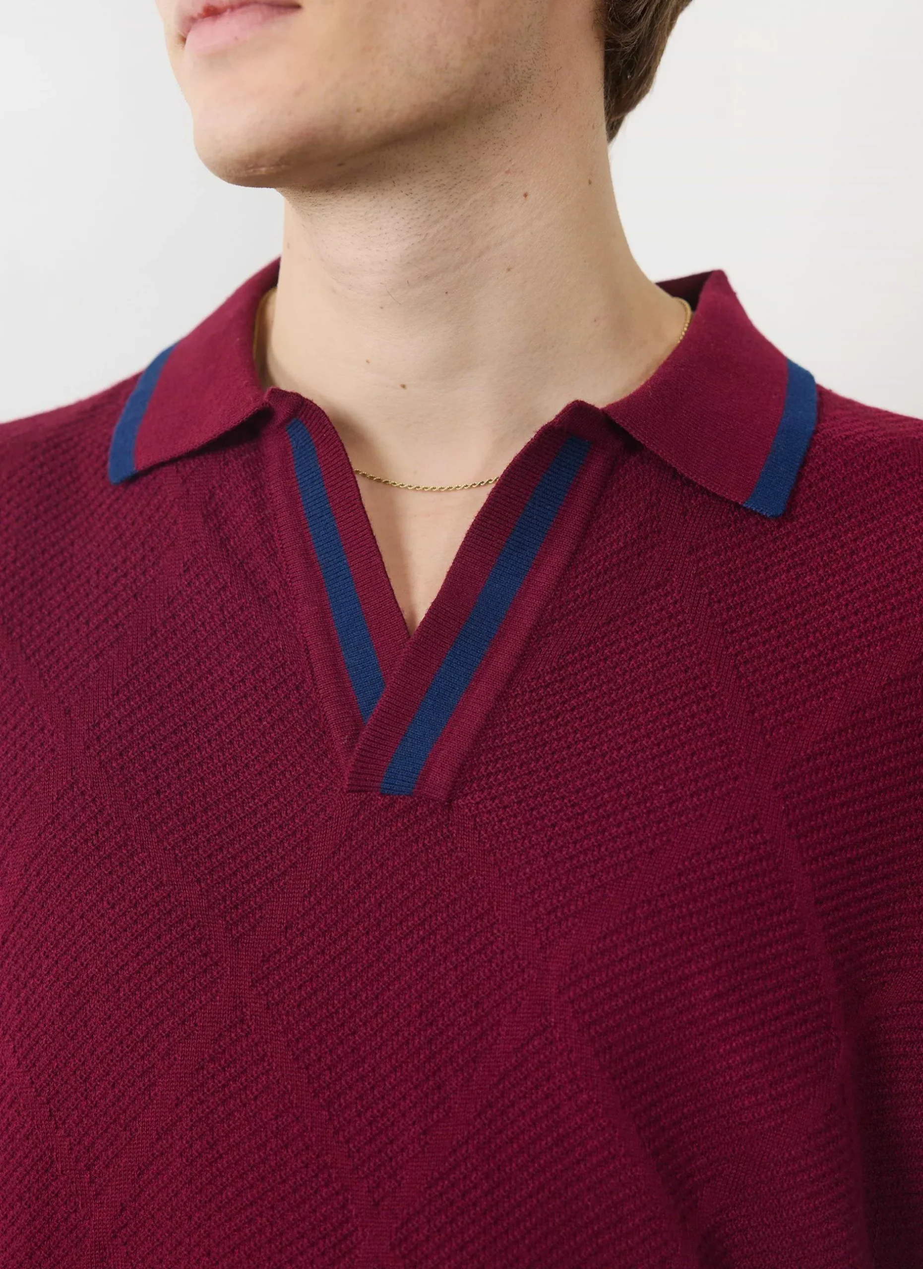 Percival Short Sleeve Shirts|Polo Shirts^Raised Diamond Knitted Polo Oxblood