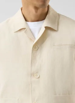 Percival Long Sleeve Shirts|Linen Shirts^Relaxed Linen Overshirt Cream