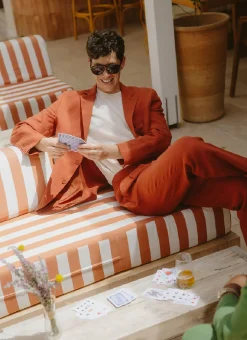 Percival Linen Blazers & Jackets|Race Day Suits^Relaxed Tailored Linen Blazer Rust