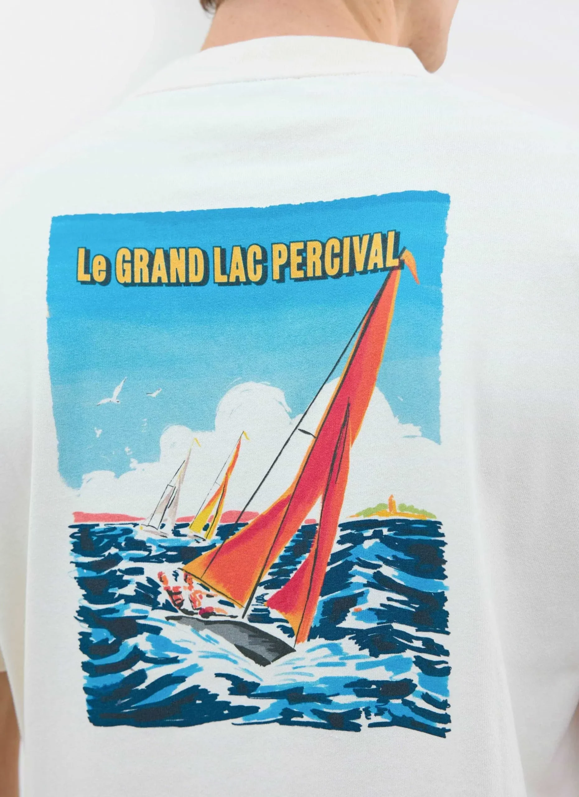 Percival Oversized T-Shirts|Boxy T-Shirts^Sailing Boat Oversized T Shirt Ecru