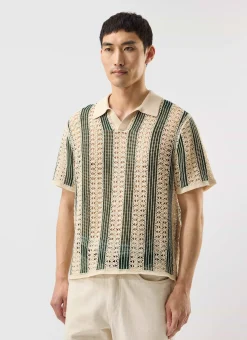 Percival Short Sleeve Shirts|Polo Shirts^Sarti Knitted Polo Shirt Ecru with Forest