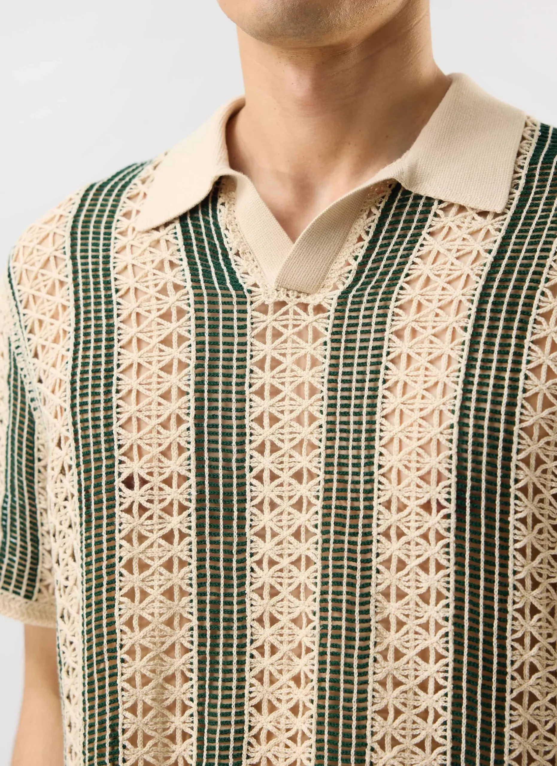 Percival Short Sleeve Shirts|Polo Shirts^Sarti Knitted Polo Shirt Ecru with Forest