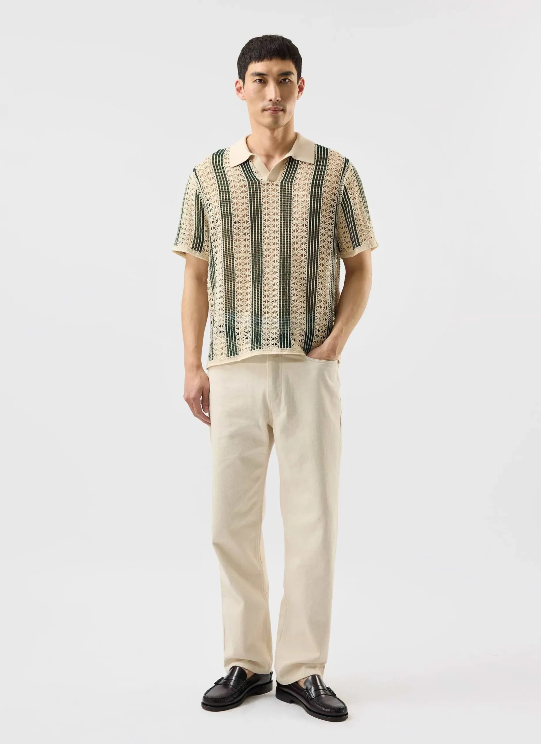 Percival Short Sleeve Shirts|Polo Shirts^Sarti Knitted Polo Shirt Ecru with Forest