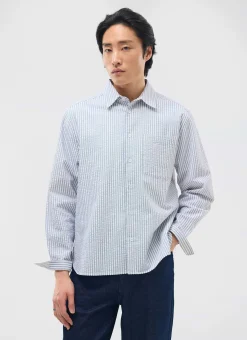 Percival Long Sleeve Shirts|Boxy Shirts^Seersucker Stripe Pearce Shirt Grey