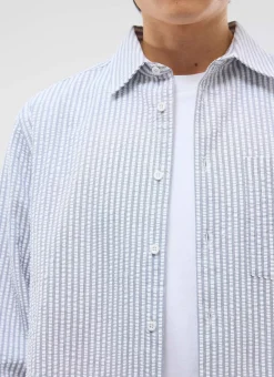 Percival Long Sleeve Shirts|Boxy Shirts^Seersucker Stripe Pearce Shirt Grey