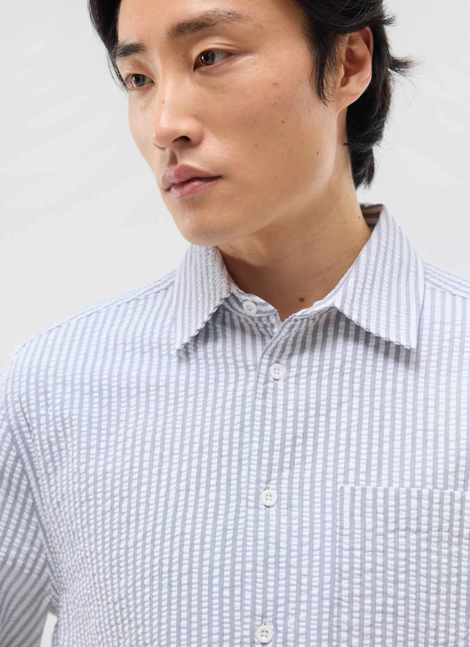 Percival Long Sleeve Shirts|Boxy Shirts^Seersucker Stripe Pearce Shirt Grey