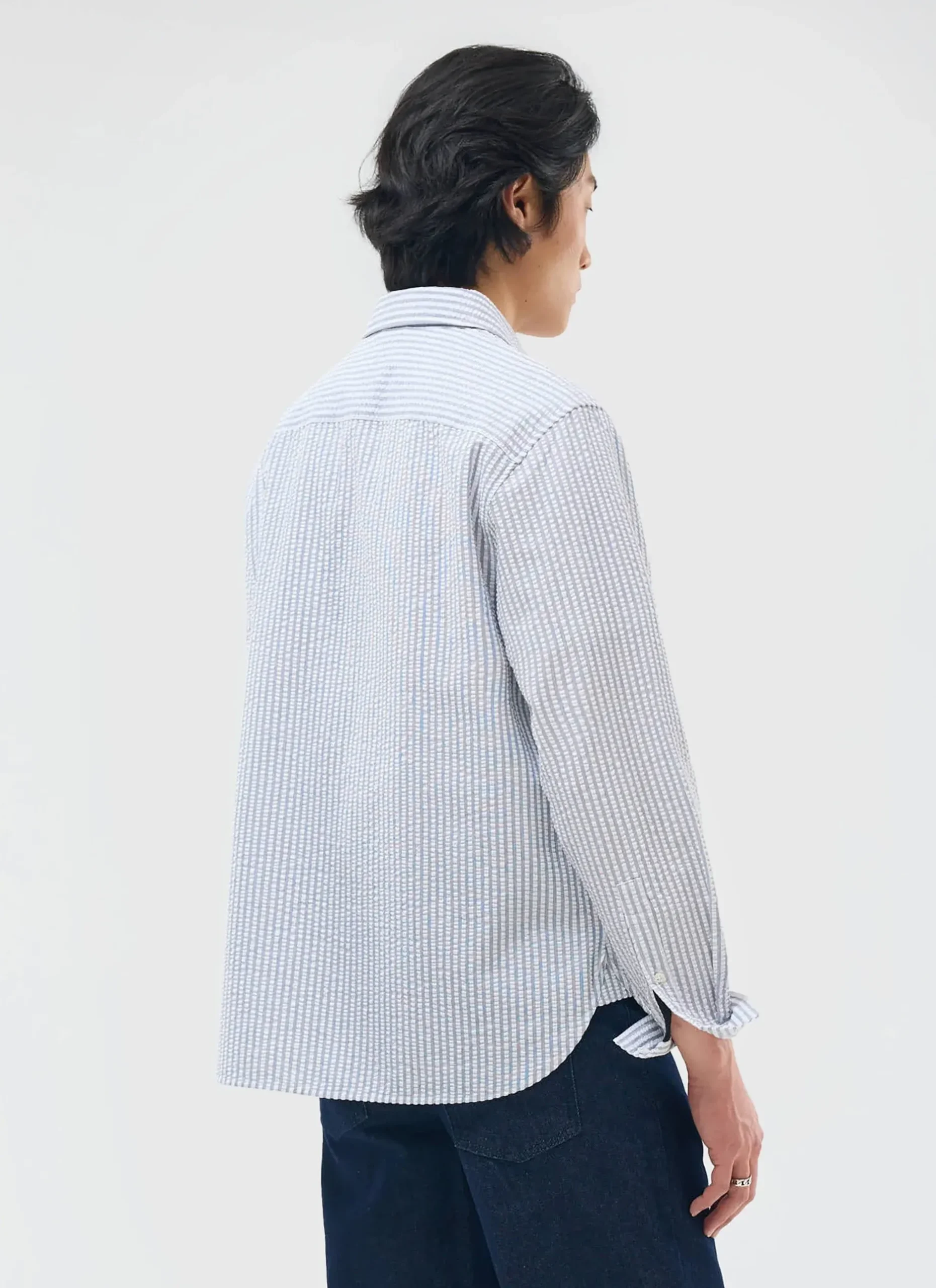 Percival Long Sleeve Shirts|Boxy Shirts^Seersucker Stripe Pearce Shirt Grey