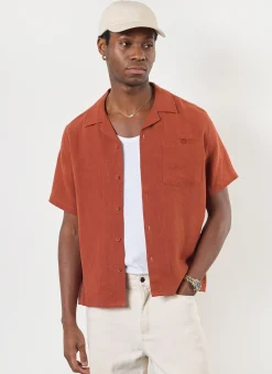 Percival Linen Shirts|Linen Shirts^Short Sleeve Cuban Shirt Rust