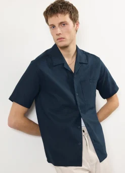 Percival Short Sleeve Shirts|Cuban Collared Shirts^Short Sleeve Cuban Shirt Navy