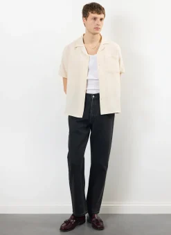 Percival Short Sleeve Shirts|Linen Shirts^Short Sleeve Cuban Shirt Cream