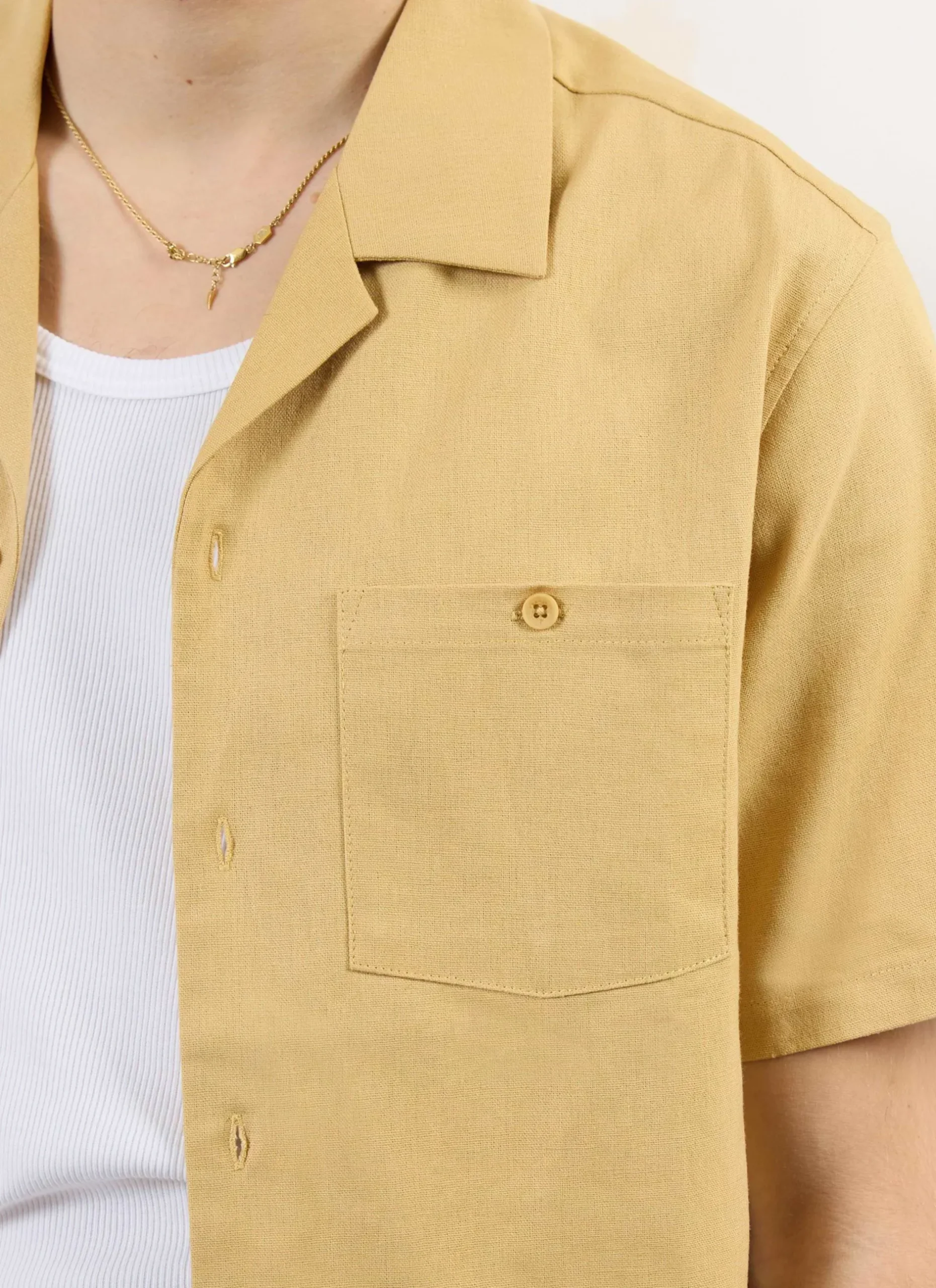 Percival Short Sleeve Shirts|Cuban Collared Shirts^Short Sleeve Cuban Shirt Tan