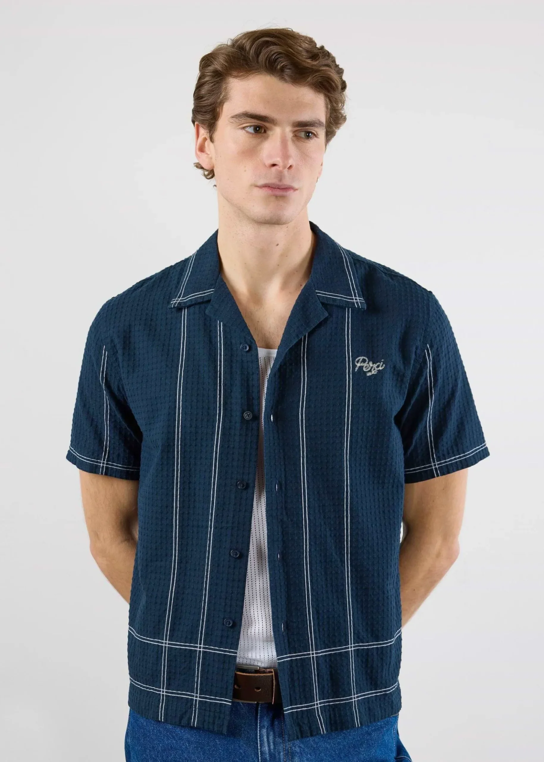 Percival Cuban Collared Shirts|Cuban Collar Shirts^Sicily Cuban Shirt Navy