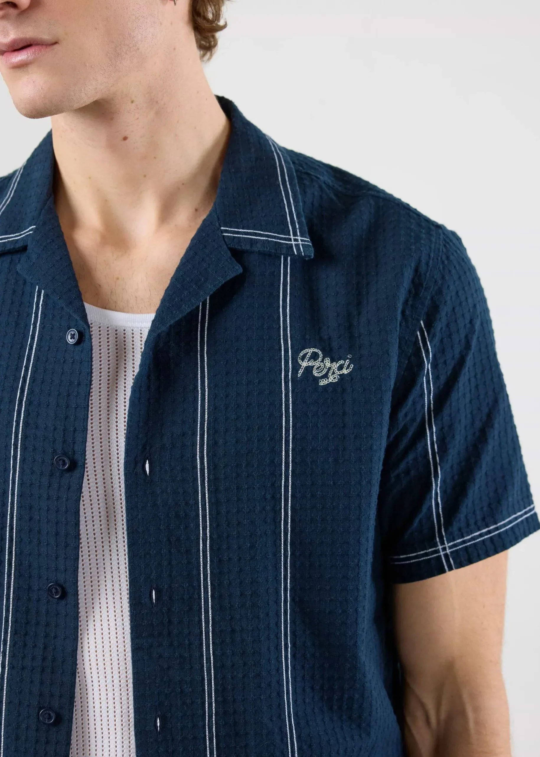 Percival Cuban Collared Shirts|Cuban Collar Shirts^Sicily Cuban Shirt Navy