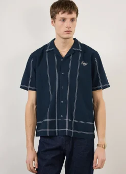 Percival Cuban Collared Shirts|Cuban Collar Shirts^Sicily Cuban Shirt Navy