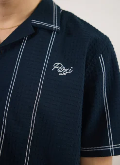 Percival Cuban Collared Shirts|Cuban Collar Shirts^Sicily Cuban Shirt Navy