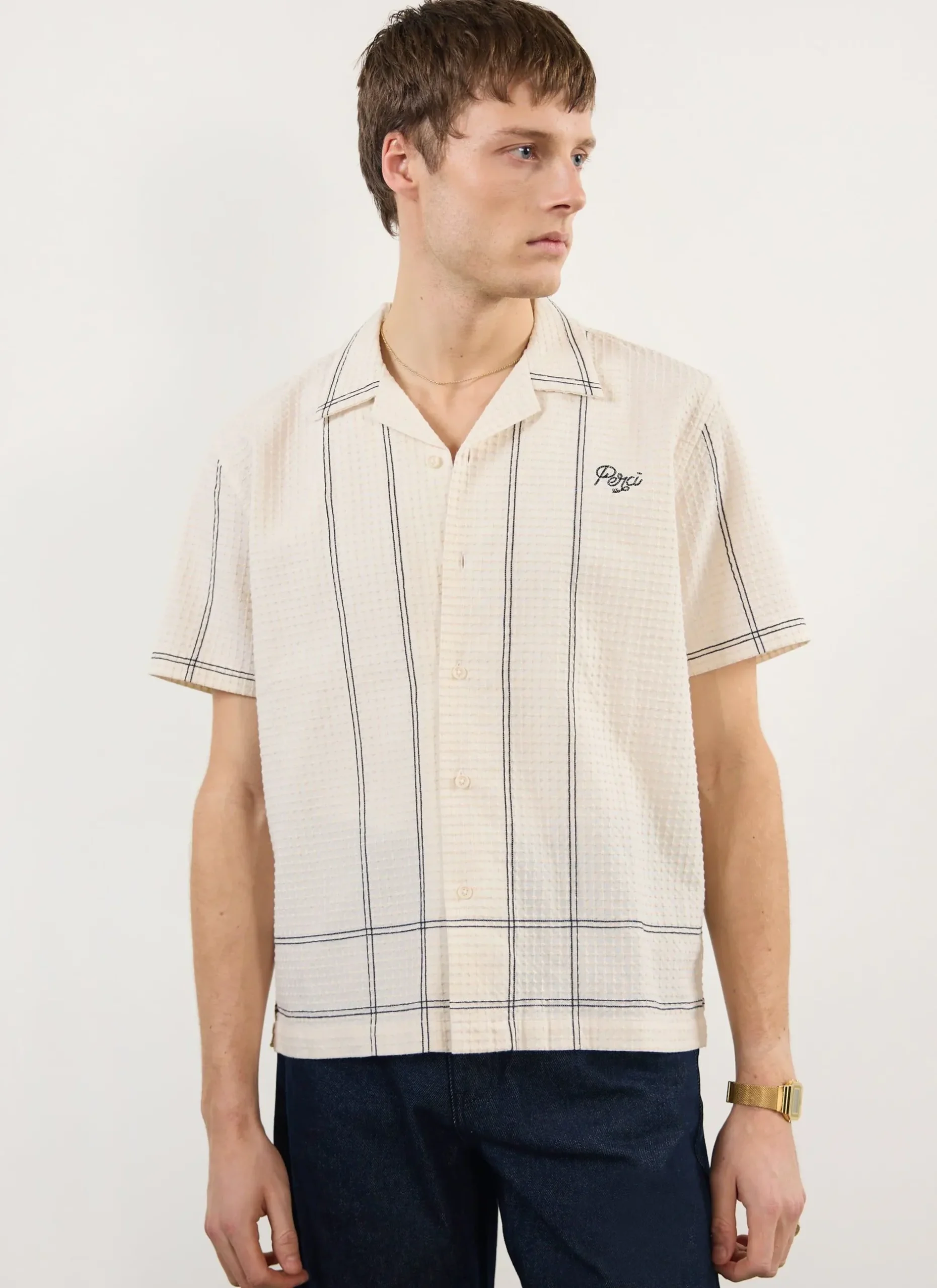 Percival Cuban Collared Shirts|Cuban Collar Shirts^Sicily Cuban Shirt Ecru