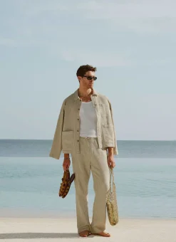 Percival Overshirts & Workshirts|Overshirts^Sorrento Linen Overshirt Ecru