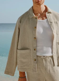 Percival Overshirts & Workshirts|Overshirts^Sorrento Linen Overshirt Ecru
