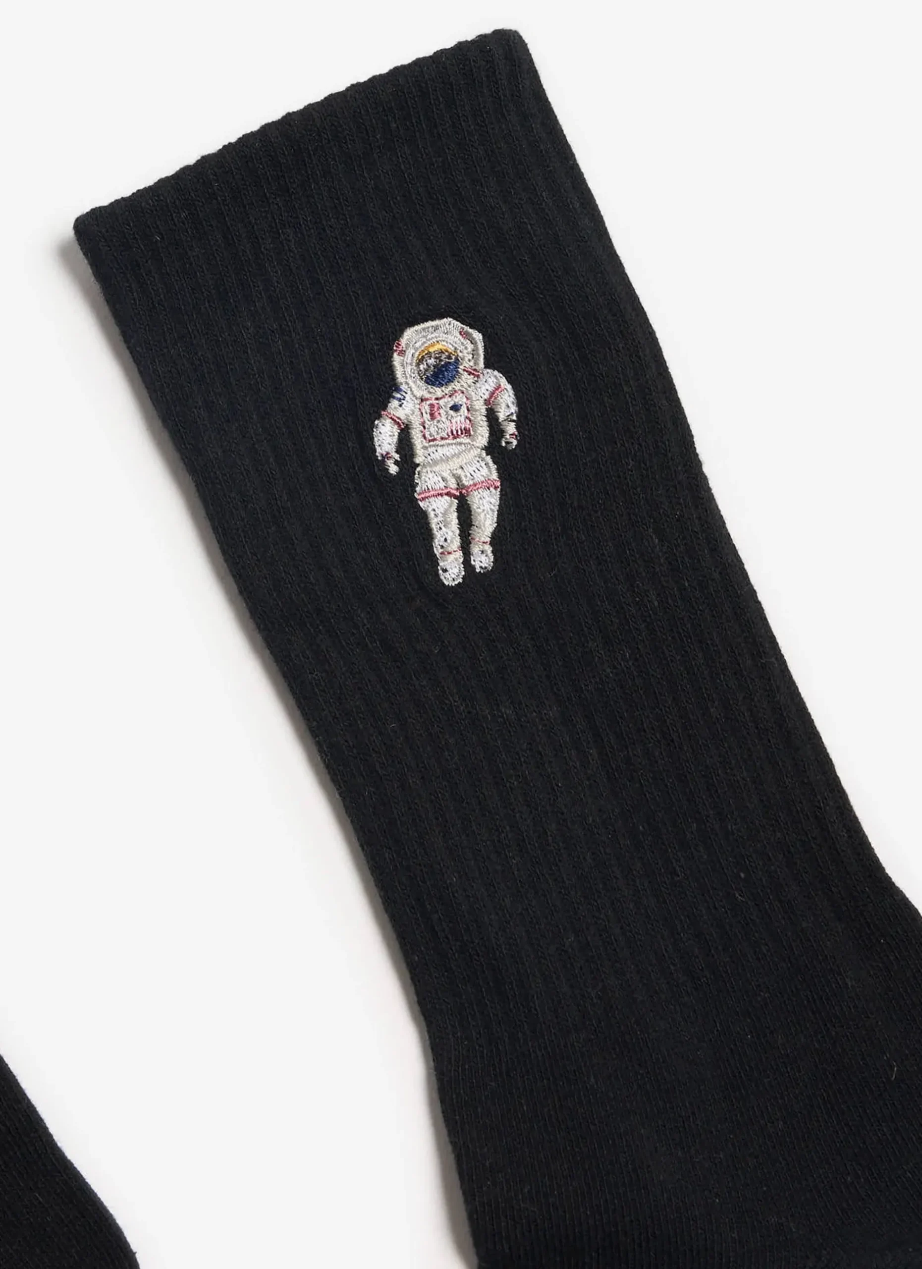 Percival Socks^Spaceman Embroidered Socks Black